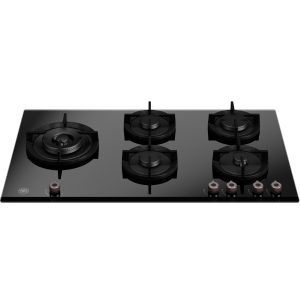 90 cm glass gas hob with side wok