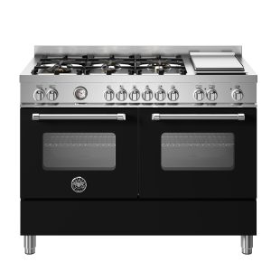 Cucina da 120 cm con 6 bruciatori e piastra, forni elettrici gemelli