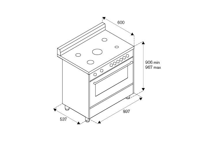 Cucina da 90 cm con 5 bruciatori e forno a gas ventilato - immagine 4