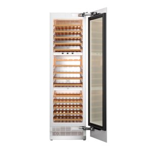 60 cm built-in wine cabinet with reversible panelled door