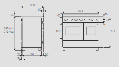100 cm cooker with 6 burners, double electric oven - Professional series - Image 6