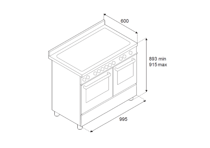 Cucina da 100 cm con 6 bruciatori, doppio forno elettrico - serie Professional - immagine 7