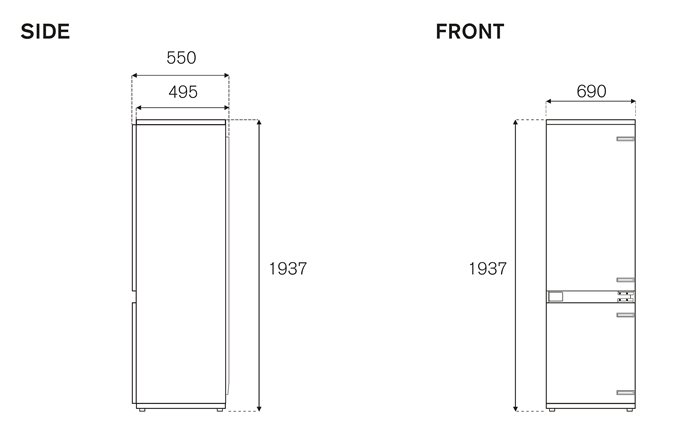 70 cm H193 built-in refrigerator with sliding door system - Image 8