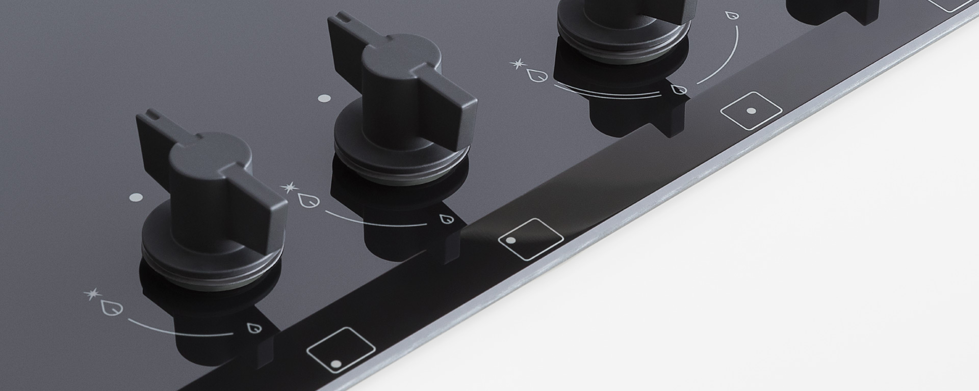 60 cm glass-ceramic gas hob with side wok - Image 6