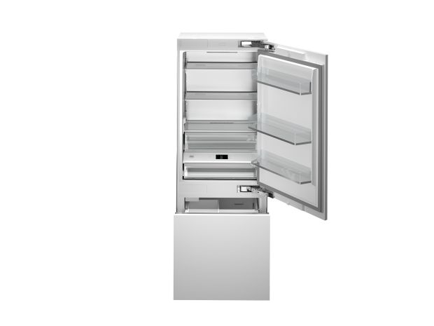 75 cm built-in combined refrigerator, panel ready with ice maker and water dispenser