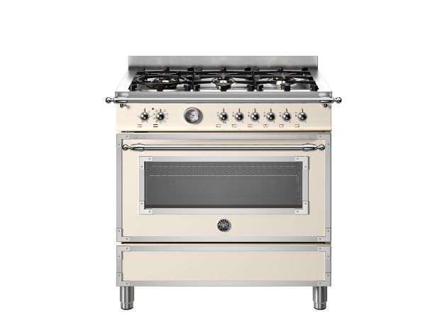 Cucina da 90 cm con 6 bruciatori e forno elettrico
